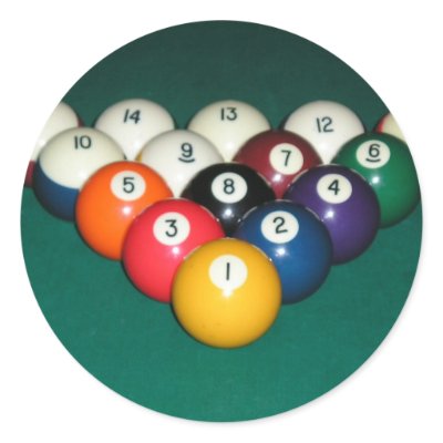 Billiards 003 round stickers by Onomonopia
