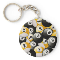 BILLIARDS 8 & 9 BALLS COLLAGE KEYCHAINS