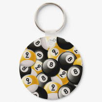 BILLIARDS 8 & 9 BALLS COLLAGE keychains by dgpaulart BILLIARDS 8 & 9 BALLS COLLAGE keychains