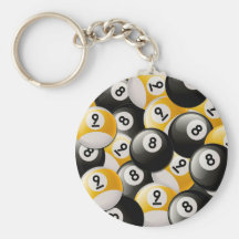 BILLIARDS 8 & 9 BALLS COLLAGE KEYCHAINS