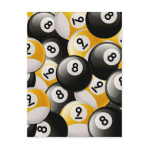 BILLIARDS 8 & 9 BALLS COLLAGE POSTCARD