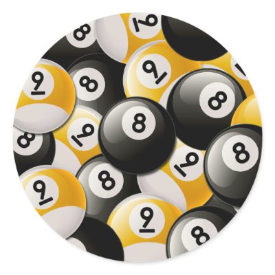 BILLIARDS 8 & 9 BALLS COLLAGE STICKER by dgpaulart
