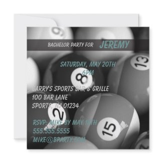 Billiards Bachelor Party Invitation Cards invitation