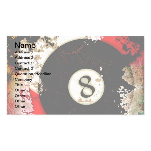 BILLIARDS BALL NUMBER 8 BUSINESS CARD
