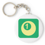 Billiards Ball Number One Logo Keychain