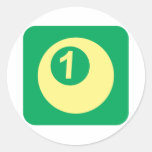 Billiards Ball Number One Logo Round Stickers
