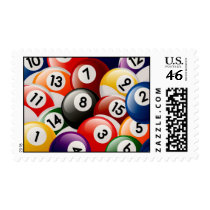 BILLIARDS BALLS COLLAGE STAMP