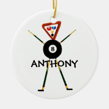 Billiards Player Cartoon Christmas Ornaments