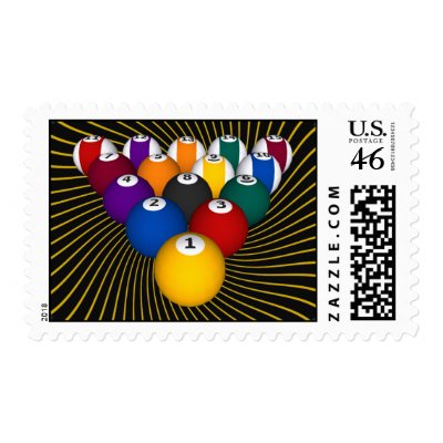 Billiards / Pool Balls: Custom Postage Stamps by spiritswitchboard