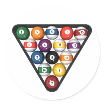 Billiards / Pool Balls Racked: Round Stickers