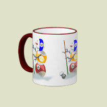 Billiards Snowman Christmas mugs