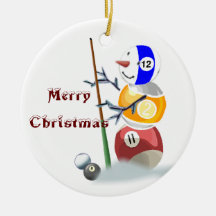 Billiards Snowman Christmas Ornament