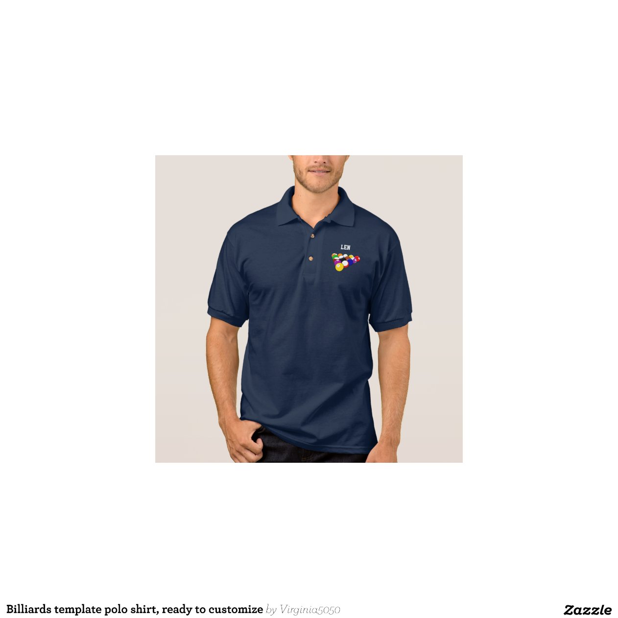 Billiards template polo shirt, ready to customize Zazzle