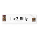billy2, billy2, I <3 Billy bumper stickers