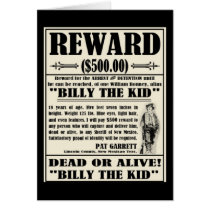 Billy the Kid Wanted Poster Card