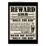 Billy the Kid Wanted Poster Card