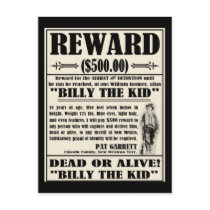 Billy the Kid Wanted Poster postcards