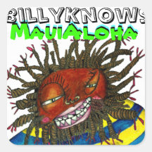 BillyKnows Maui Aloha Square Stickers