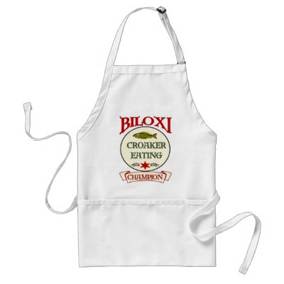 Biloxi Croaker Eating Champ Apron by figstreetstudio