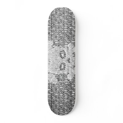 Binary Black and White Woody Skate Deck by Skullopedia