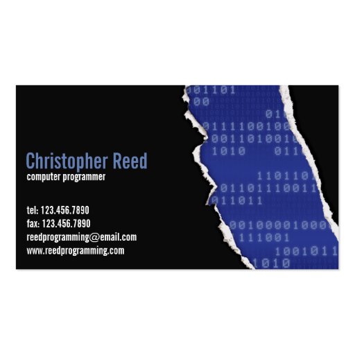 Binary Rip - Blue Business Card Template (front side)