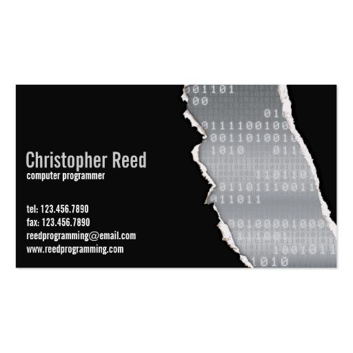 Binary Rip - Grey Business Cards (front side)