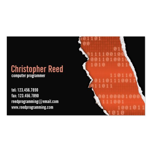 Binary Rip - Orange Business Card Templates (front side)