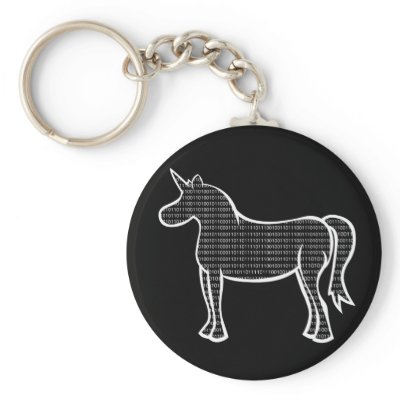 Binary Unicorn Key Chains by toxiferous
