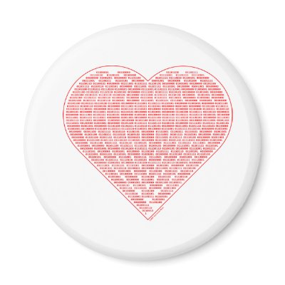 Binary Valentine Round Magnet by CartesianBear