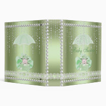 Binder 2 Baby Shower Mint Umbrella Pearl White binders