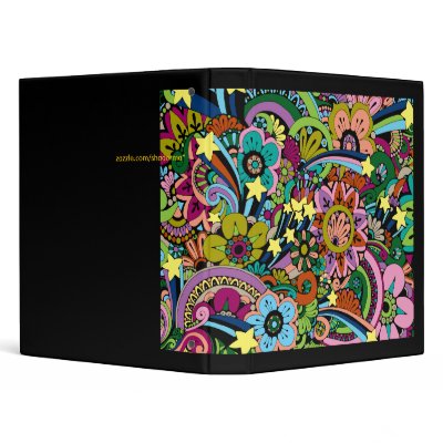 Binder Fun Happy Flowers Stars Customizable by Shadorma