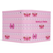 Binder Girls Pink Bunny Rabbits Butterfly large by Shan_Darling_Gifts Binder Girls Pink Bunny Rabbits Butterfly large