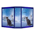 Binder Grey Cat in Blue Flowerworld