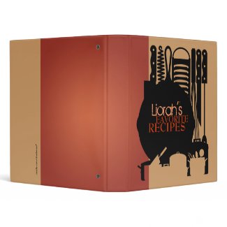 Binder Kitchen Utensils Retro Stylized Custom Name binder