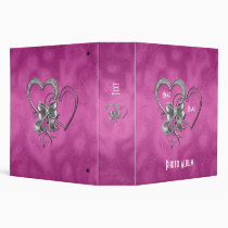 Binder Pink Silver Hearts Photo Album binders