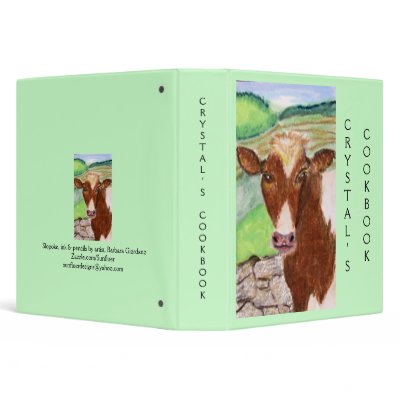 Binder, Recipe, Cookbook, Cow Art by sunfluer