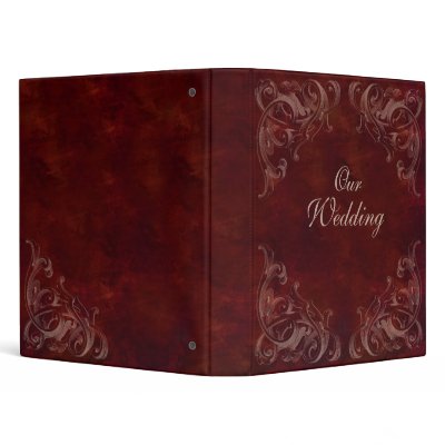 Binder Wedding Antique Scroll Burgundy Red by spacards