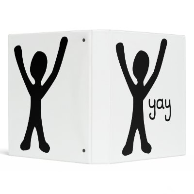 Binder with Cheery Stick Person and Yay! by gentlepeacefulworld