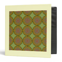 Binder - Yellow Mandala Fractal Pattern