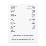 Bingo Card Birthday Party Call Out Words Postcards