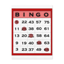 bingo card post card