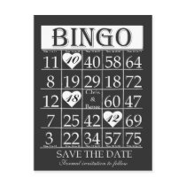 Bingo Save the Date Black & White Postcard