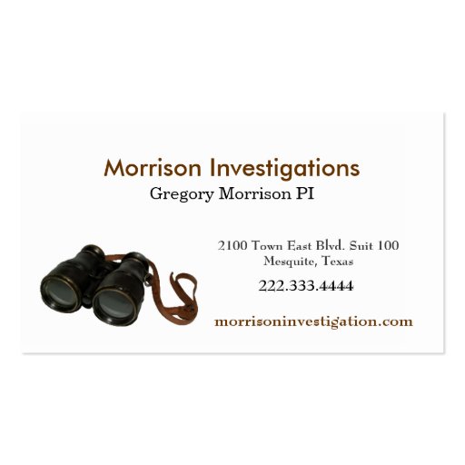 Binoculars Private Investigator Business Card (front side)