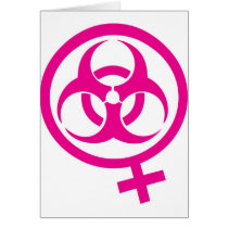 bio hazard femme greeting cards