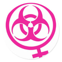 bio hazard femme round sticker