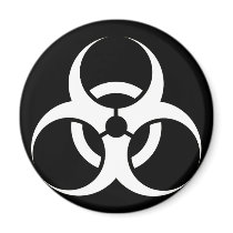 Bio Hazard or Biohazard Sign Symbol Warning Black Fridge Magnets