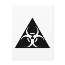 Bio Hazard or Biohazard Sign Symbol Warning Black Postcard