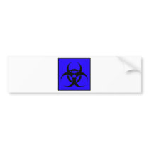 Bio Hazard or Biohazard Sign Symbol Warning Blue Bumper Stickers