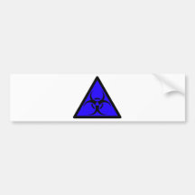 Bio Hazard or Biohazard Sign Symbol Warning Blue Bumper Stickers