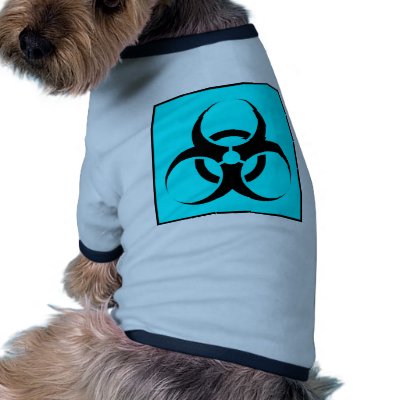 Bio Hazard or Biohazard Sign Symbol Warning Blue Doggie T Shirt by inquester